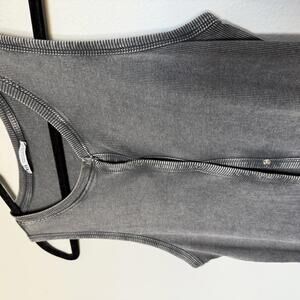 Zara Grey Acid Wash Ribbed Knit Bodycon Full Buttons Dress